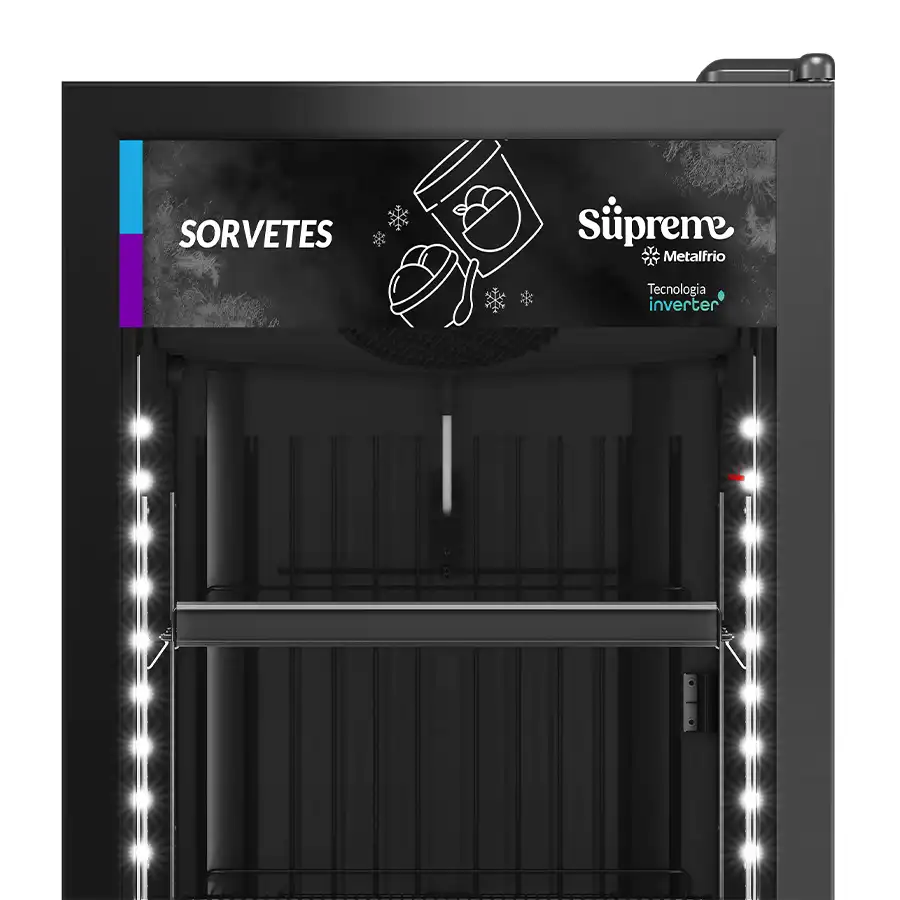 VF50 Supreme All Black - Freezer Vertical Frost Free para Sorvetes